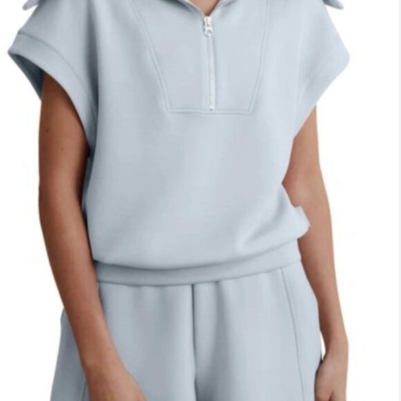 Varley Dexter Half Zip Sweater size Large pearl blue (light blue) - Picture 5 of 10